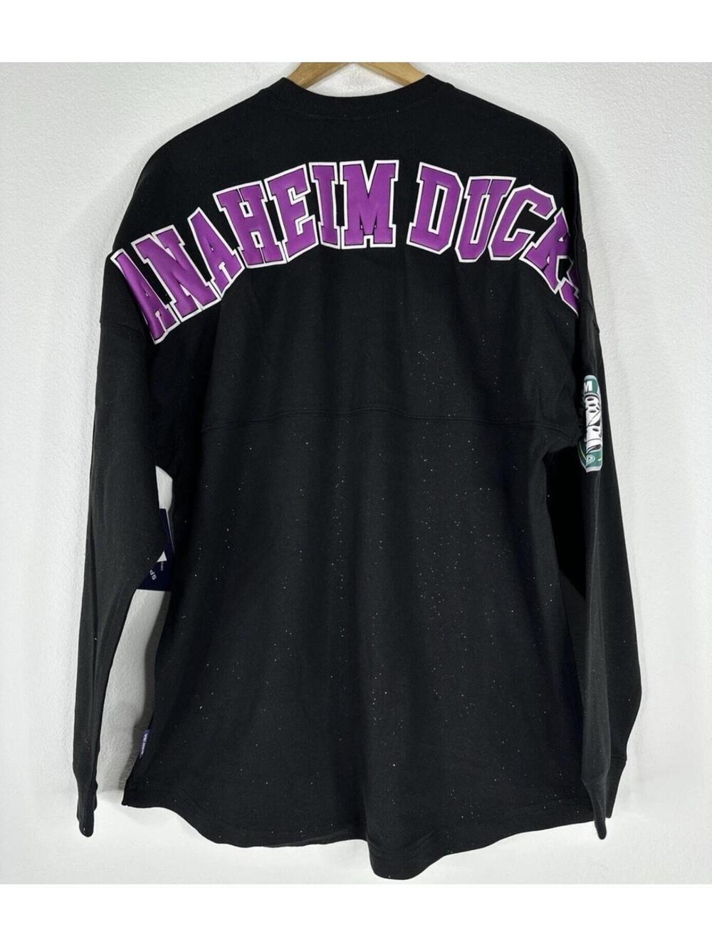 Anaheim Ducks Spirit Jersey Sparkle Crew Neck Shirt Womens Black NEW (Medium)